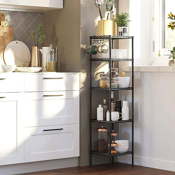 Shelving Unit TEXTILOMANIE Logar Modular shelf with black construction, 5 shelves ...