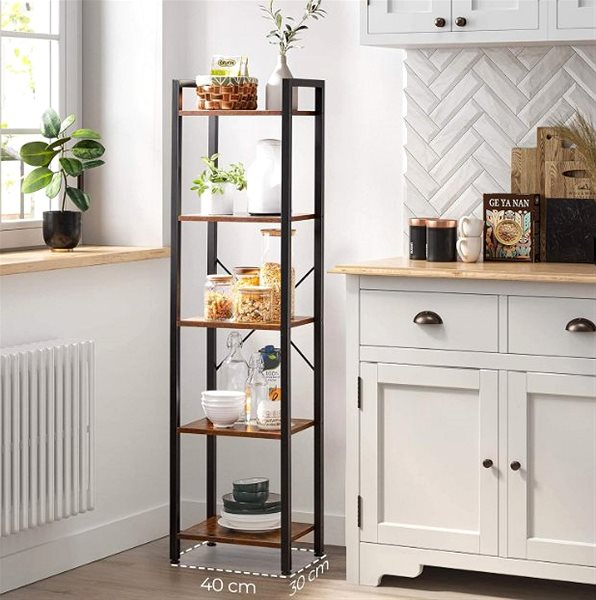 Shelving Unit TEXTILOMANIE Taylor Shelf with black construction, 5 shelves, brown ...