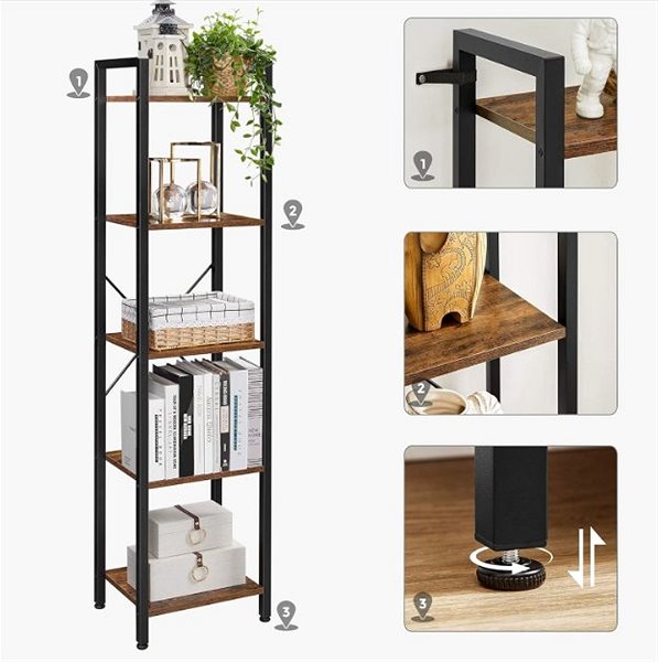 Shelving Unit TEXTILOMANIE Taylor Shelf with black construction, 5 shelves, brown ...