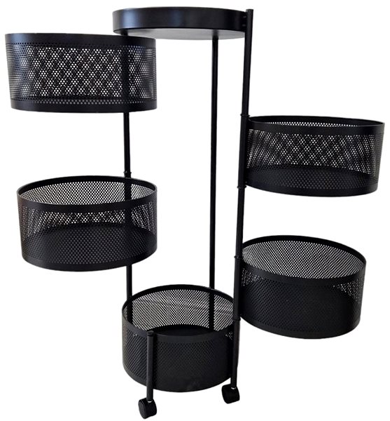 Shelving Unit TEXTILOMANIE Round SZ33 Swivel shelf on wheels with 5 baskets, black ...