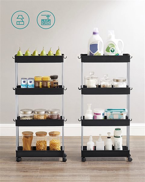 Shelving Unit TEXTILOMANIE Mobix Narrow shelf on wheels with 4 baskets, black ...