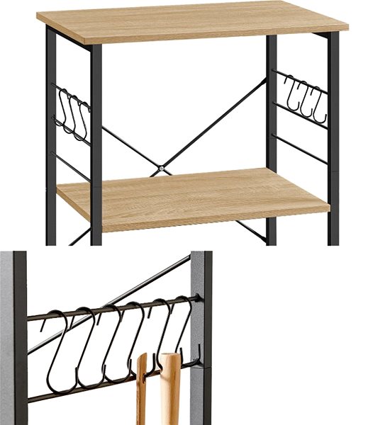 Shelving Unit TEXTILOMANIE Tronus Multifunctional kitchen shelf on castors, black/oak sonoma ...