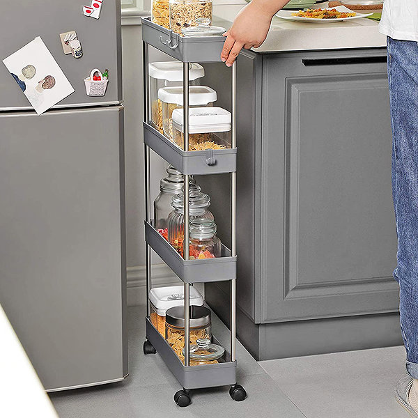 Shelving Unit TEXTILOMANIE Balda multifunctional shelf on wheels grey ...