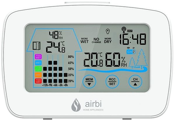 Időjárás állomás Airbi CONTROL - digitális hőmérő és higrométer vezeték mentes érzékelővel Képernyő