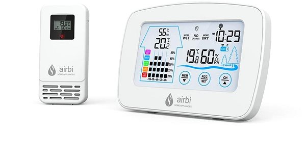 Meteostanica Airbi CONTROL – digitálny teplomer a vlhkomer s bezdrôtovým senzorom Vlastnosti/technológia
