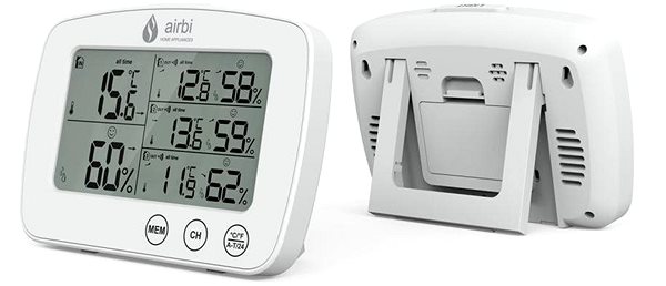 Időjárás állomás Airbi TRIO - digitális hőmérő és higrométer 3 vezeték nélküli érzékelővel Jellemzők/technológia