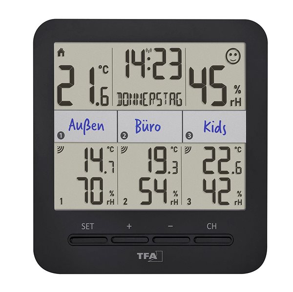 Időjárás állomás TFA 30307501 Vezeték nélküli hőmérő higrométerrel és három érzékelővel ...
