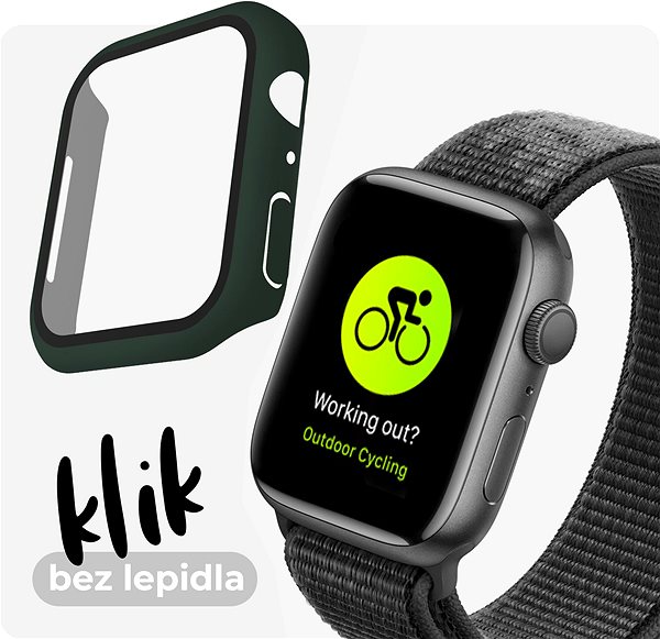 Üvegfólia Tempered Glass Protector Apple Watch 7 üvegfólia - 45mm, zöld + sport tok ...