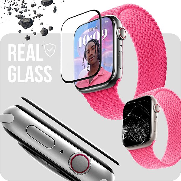 Ochranné sklo Tempered Glass Protector pre Apple Watch 8 / Watch 7 (45mm) 3D Glass, vodoodolné ...
