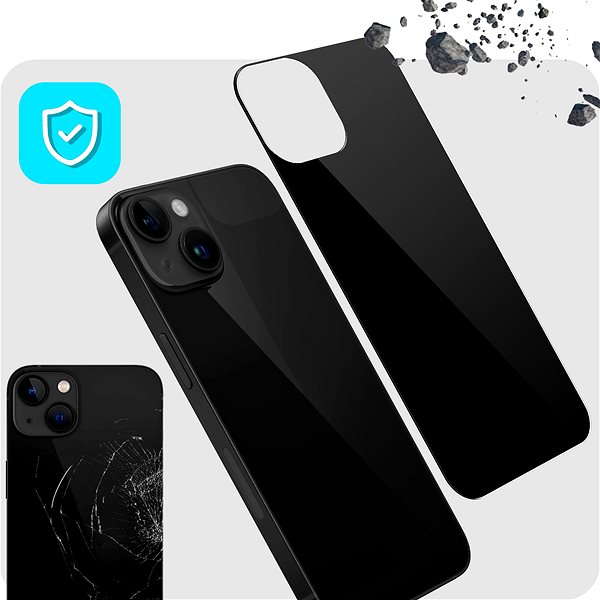 Schutzglas Tempered Glass Protector für die Rückseite des iPhone 13 + Kameraglas, schwarz ...
