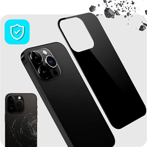 Schutzglas Tempered Glass Protector für die Rückseite des iPhone 14 Pro + Kameraglas, schwarz ...