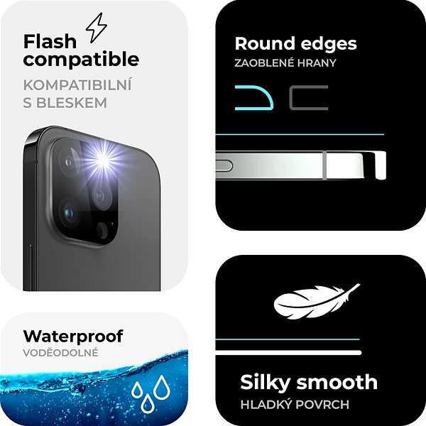 Üvegfólia Tempered Glass Protector iPhone 14 Pro hátlapi üvegfólia + kamera védő fólia, fekete ...