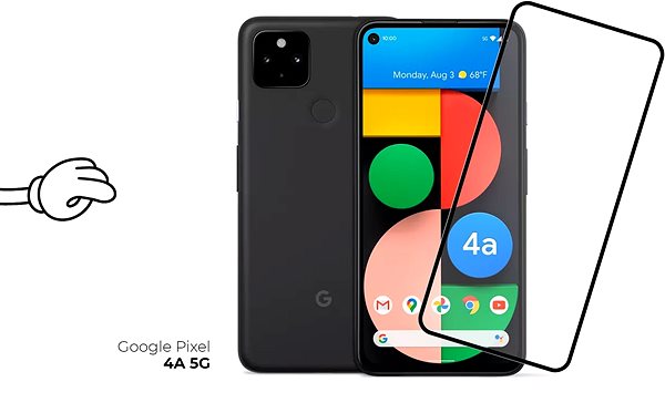 Glass Screen Protector Tempered Glass Protector Frame for Google Pixel 4a 5G, Black + Camera Glass Screen