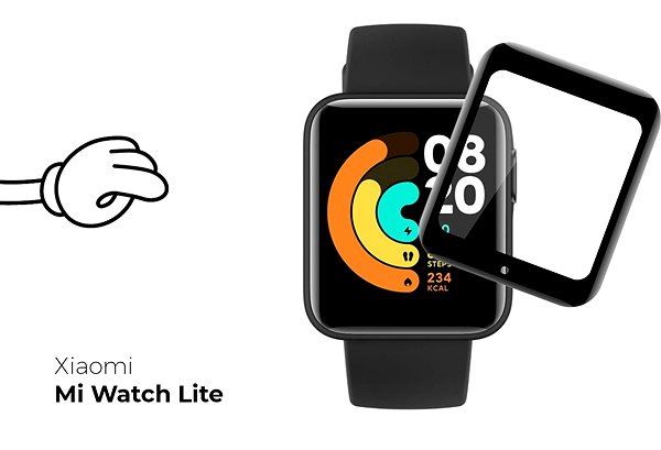 Glass Screen Protector Tempered Glass Protector for Xiaomi Mi Watch Lite - 3D GLASS, Black Screen