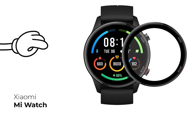 Glass Screen Protector Tempered Glass Protector for Xiaomi Mi Watch - 3D GLASS, Black Screen