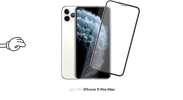 Üvegfólia Tempered Glass Protector iPhone 11 Pro Max 3D üvegfólia - Case Friendly, fekete + kamera védő fólia Képernyő