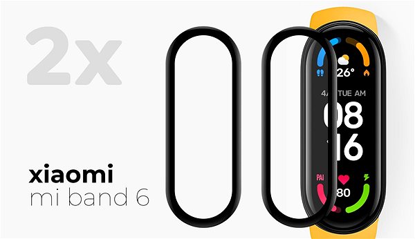 Glass Screen Protector Tempered Glass Protector for Xiaomi Mi Band 6 - 3D Glass, 2-Pack Screen