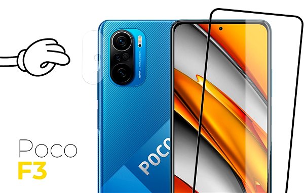 Glass Screen Protector Tempered Glass Protector Antibacterial for POCO F3, Black + Camera Glass Features/technology