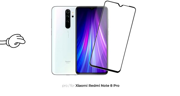 Glass Screen Protector Tempered Glass Protector for Xiaomi Redmi Note 8 Pro, black Screen