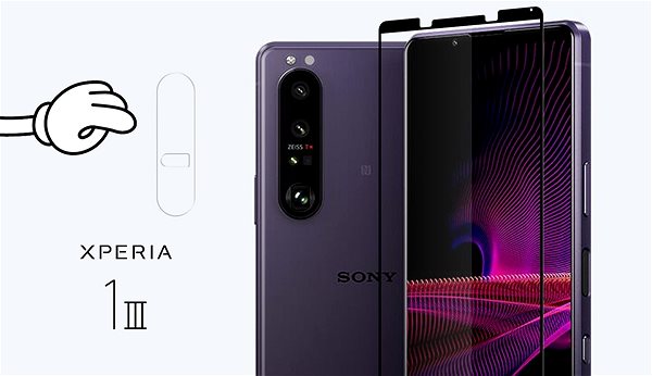 Glass Screen Protector Tempered Glass Protector Frame for Sony Xperia 1 III, Black + Camera Glass Screen