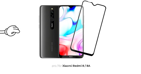 Glass Screen Protector Tempered Glass Protector Frame for Xiaomi Redmi 8/8A, Black Screen