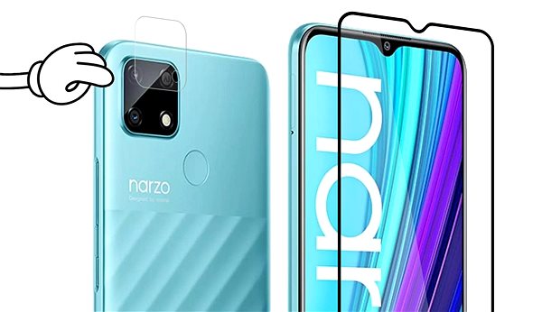 Glass Screen Protector Tempered Glass Protector Framed for Realme Narzo 30A, Black + Camera Glass Features/technology