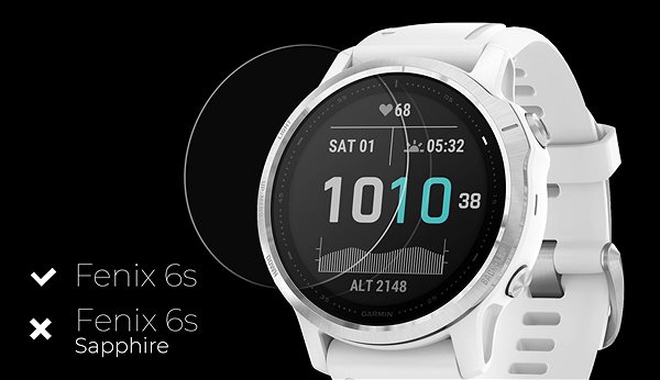 Glass Screen Protector Tempered Glass Protector 0.3mm for Garmin Fenix 6S Screen