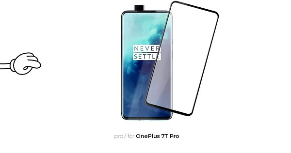 Glass Screen Protector Tempered Glass Protector for OnePlus 7T Pro - 3D GLASS, Black Screen