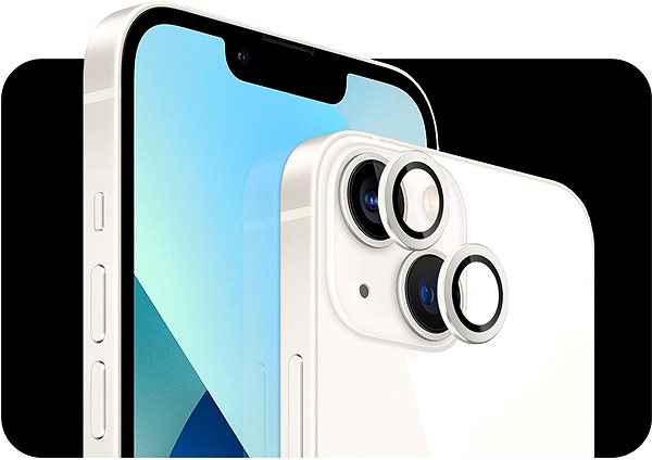 Kamera védő fólia Tempered Glass Protector zafír iPhone 13 mini / iPhone 13 készülék kamerához, 0,3 karát, fehér Jellemzők/technológia