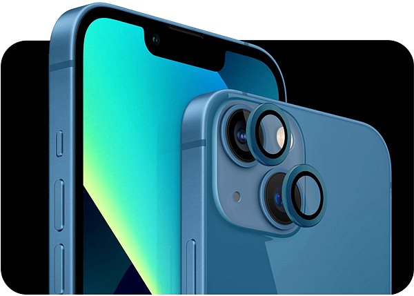 Kamera védő fólia Tempered Glass Protector zafír iPhone 13 mini / iPhone 13 készülék kamerájához, 0,3 karát, kék Jellemzők/technológia
