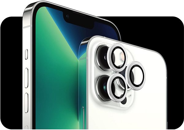 Objektiv-Schutzglas Tempered Glass Protector Saphir für iPhone 13 Pro / 13 Pro Max Kamera, 0,3 Karat, silber Mermale/Technologie