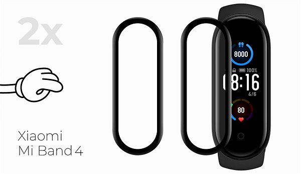 Glass Screen Protector Tempered Glass Protector for Xiaomi Mi Band 4 - 3D Glass, Water Resistant Screen
