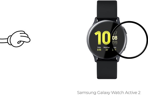 Schutzglas Gehärtetes Glas Schutzfolie für Samsung Galaxy Watch Active 2 44mm - 3D GLAS, Schwarz Screen