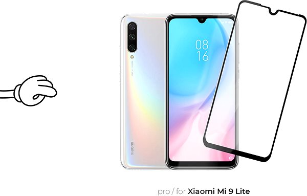 Glass Screen Protector Tempered Glass Protector Frame for Xiaomi Mi 9 Lite Black Screen