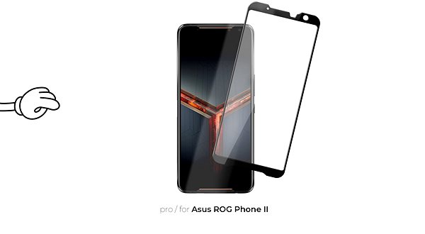 Glass Screen Protector Tempered Glass Protector Frame for Asus ROG Phone II Black Screen