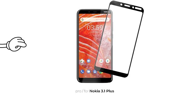 Glass Screen Protector Tempered Glass Protector Frame for Nokia 3.1 Plus Black Screen