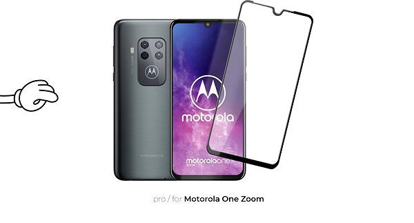 Glass Screen Protector Tempered Glass Protector Frame for Motorola One Zoom Black Screen