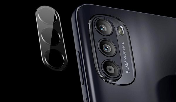 Kamera védő fólia Tempered Glass Protector 0,3 mm a Motorola Moto G52 készülékhez + kameravédő (Case Friendly) Képernyő