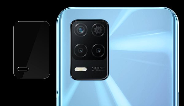 Kamera védő fólia Tempered Glass Protector 0,3 mm a Realme 8 5G készülékhez + kameravédő (Case Friendly) Képernyő