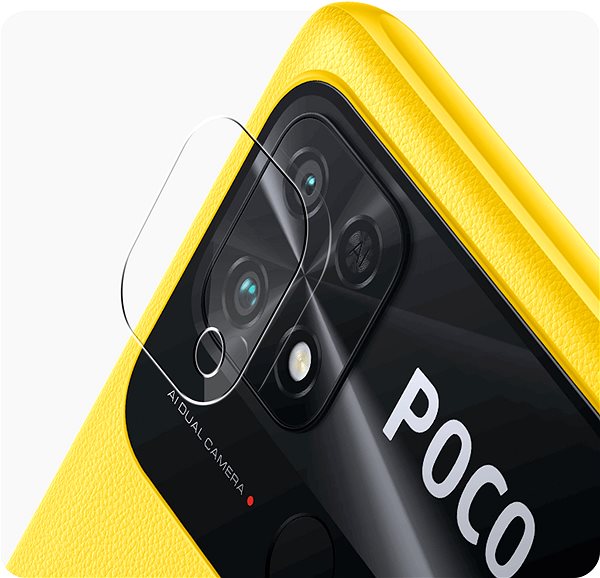 Kamera védő fólia Tempered Glass Protector a POCO C40 + kameravédő (Case Friendly) ...