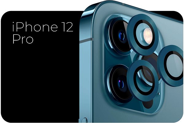 Kamera védő fólia Tempered Glass Protector zafír iPhone 12 Pro kamerához, kék, 0,3 karátos ...