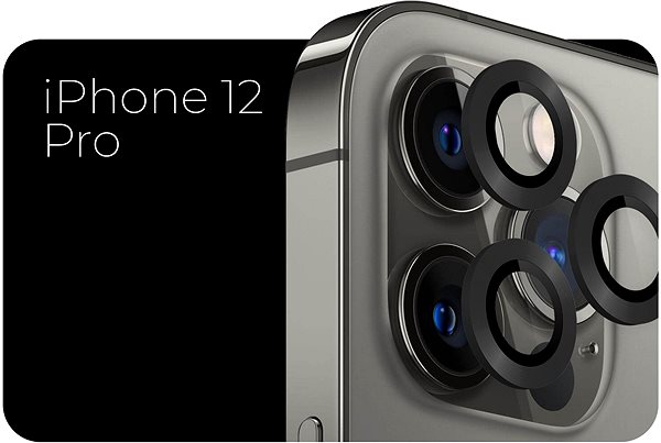 Objektiv-Schutzglas Tempered Glass Protector Saphir für iPhone 12 Pro Kamera, grau, 0,3 Karat ...