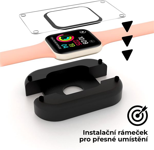 Üvegfólia Tempered Glass Protector Apple Watch 7/8 41mm 3D üvegfólia - 3D Glass, vízálló + felhelyező keret ...