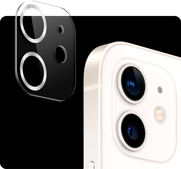 Kamera védő fólia Tempered Glass Protector iPhone 11 / 12 mini kamerához, ezüst színű ...