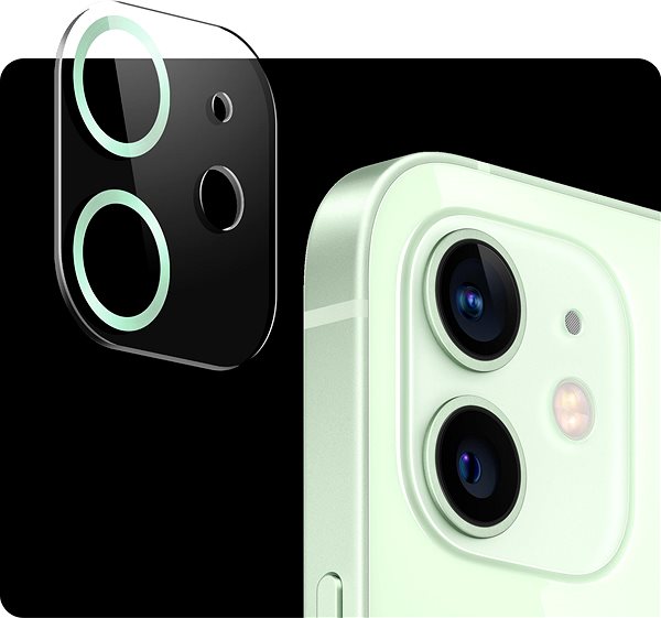 Kamera védő fólia Tempered Glass Protector iPhone 11 / 12 mini kamerához, zöld színű ...