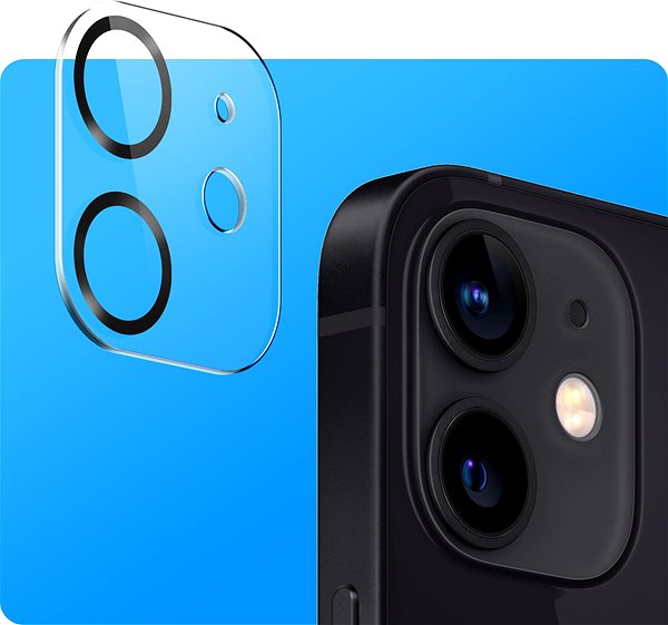 Kamera védő fólia Tempered Glass Protector iPhone 12 kamerához, fekete ...