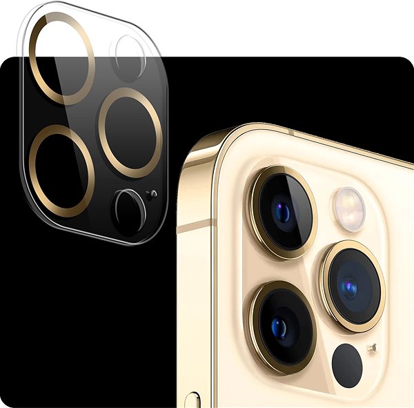 Kamera védő fólia Tempered Glass Protector az iPhone 12 Pro kamerához, arany ...