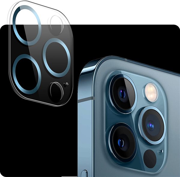 Kamera védő fólia Tempered Glass Protector iPhone 12 Pro Max kamerához, kék ...