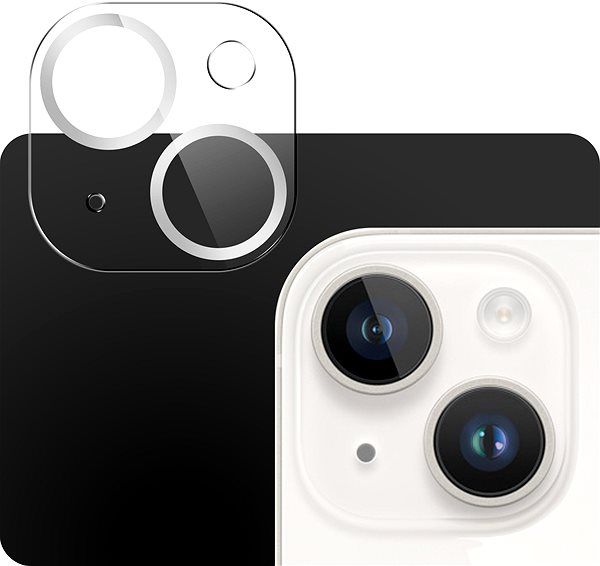 Kamera védő fólia Tempered Glass Protector iPhone 14 / 14 Plus készülékhez, 3D Glass, ezüst ...