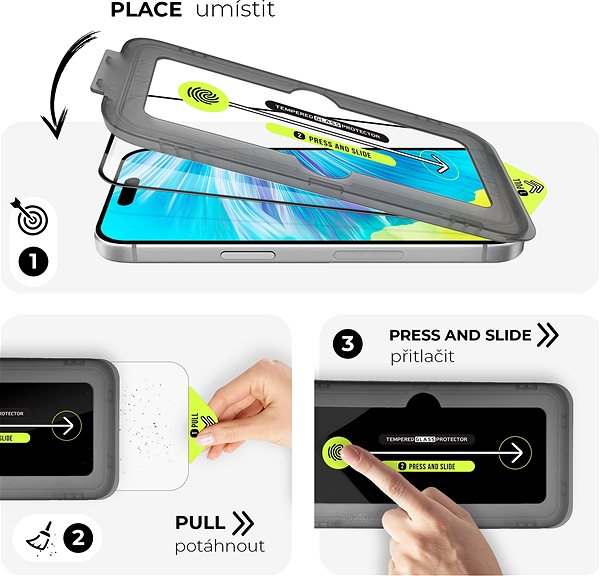 Üvegfólia Tempered Glass Protector iPhone 15 Pro Max üvegfólia + öntisztító felhelyező keret - Case Friendly ...